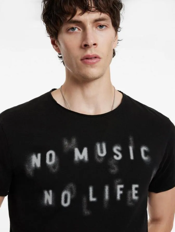 Men Graphic Tees John Varvatos NO MUSIC NO LIFE TEE Black