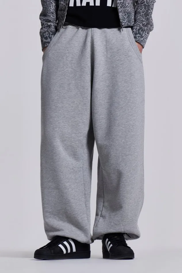 Men Grey Marl Cuffed Monster Jogger Jaded London Joggers and Sweatpants