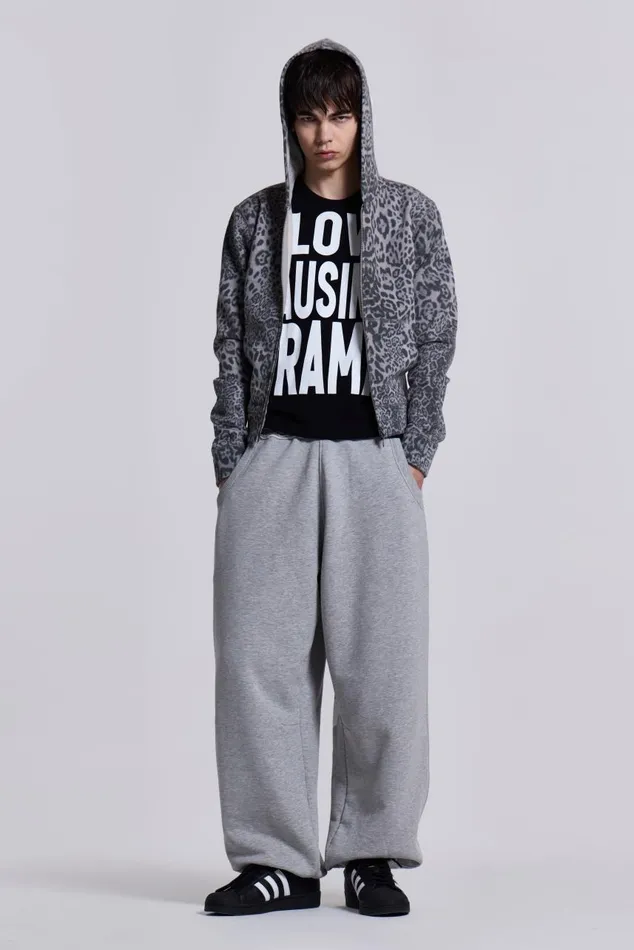 Men Grey Marl Cuffed Monster Jogger Jaded London Joggers and Sweatpants