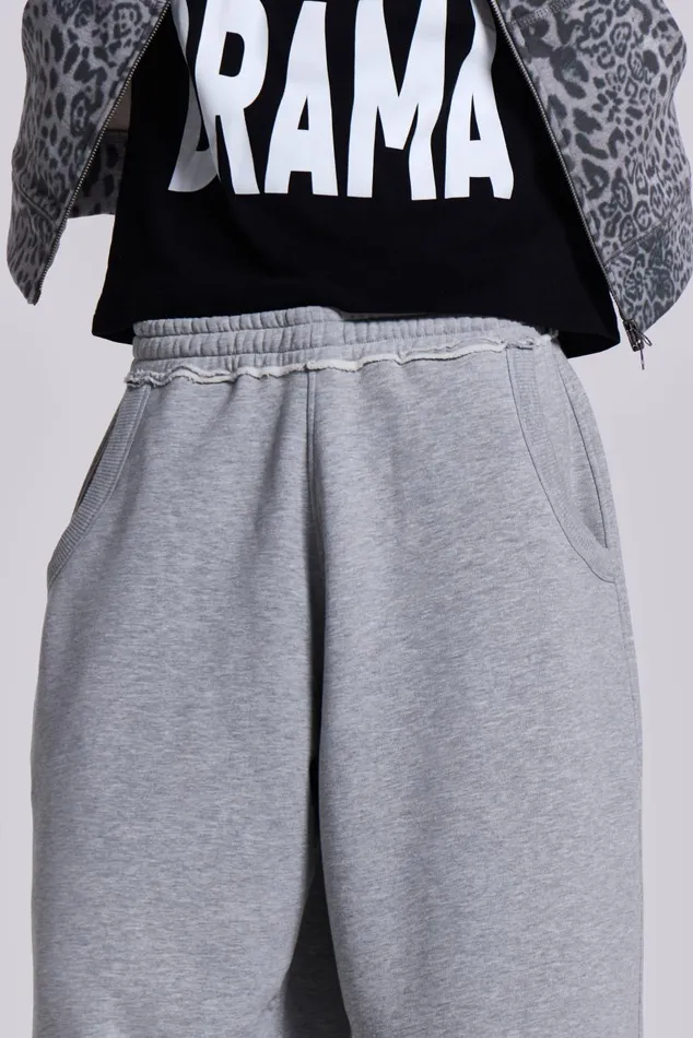 Men Grey Marl Cuffed Monster Jogger Jaded London Joggers and Sweatpants