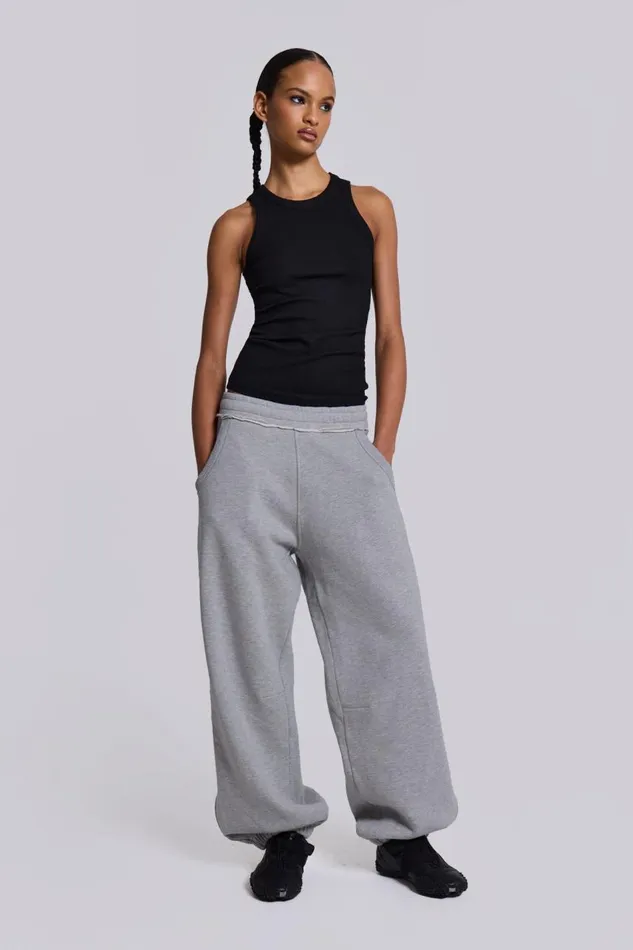 Men Grey Marl Cuffed Monster Jogger Jaded London Joggers and Sweatpants