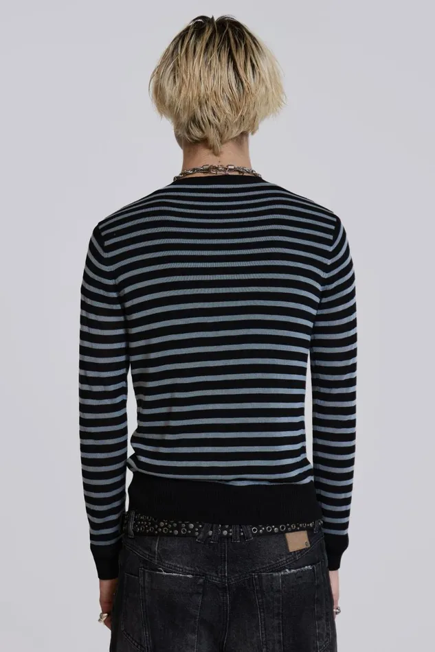 Men Grungy Stripe Cardigan Jaded London Knitwear