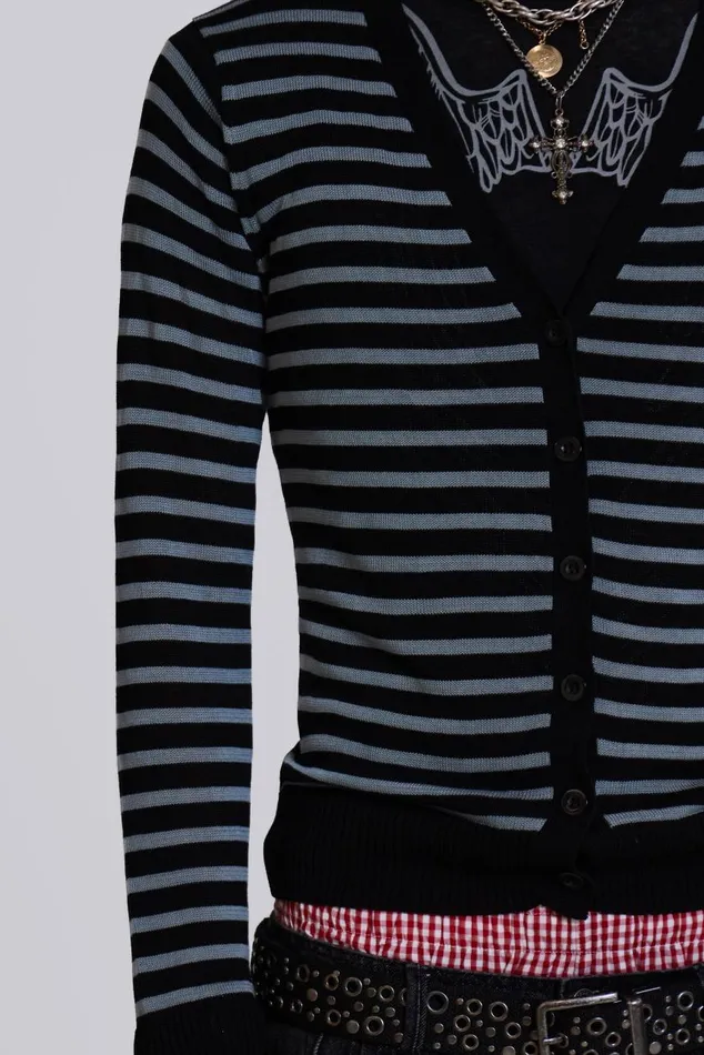 Men Grungy Stripe Cardigan Jaded London Knitwear