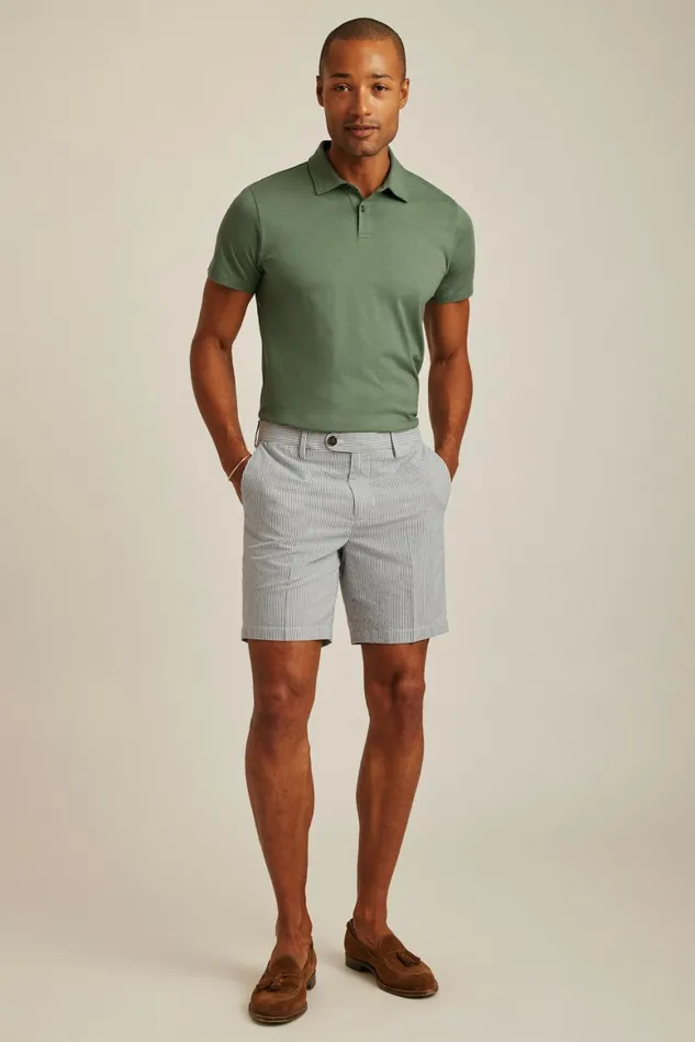 Men Italian Stretch Chino Shorts Grey And White Seersucker Stripe Bonobos Chino Shorts