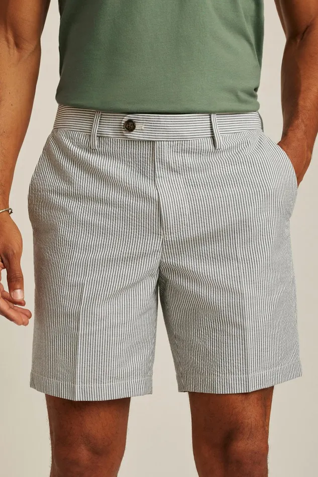 Men Italian Stretch Chino Shorts Grey And White Seersucker Stripe Bonobos Chino Shorts