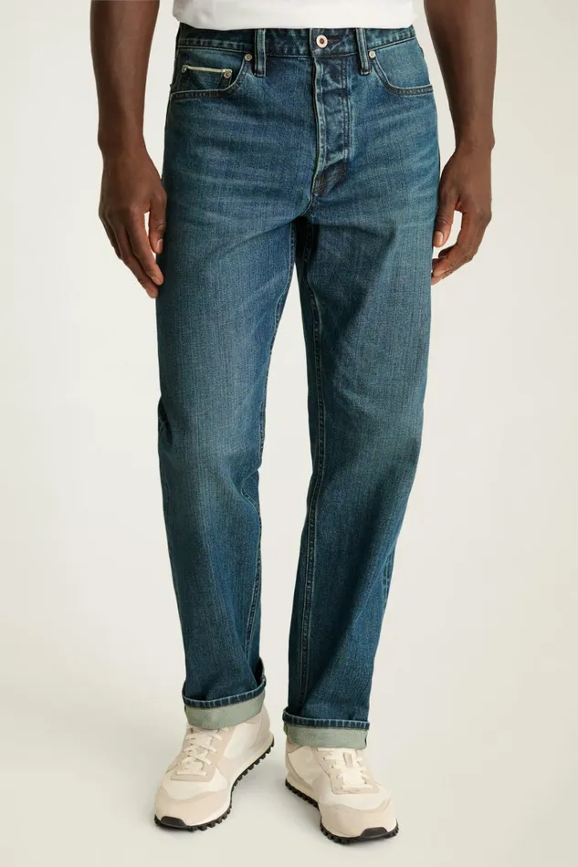 Men Japanese Stretch Selvedge Jeans Medium Blue Wash Bonobos Jeans