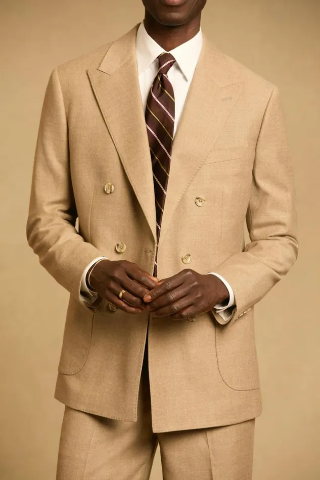 Men Jetsetter Italian Flannel Double Breasted Blazer Sand Bonobos Blazers and Sport Coats
