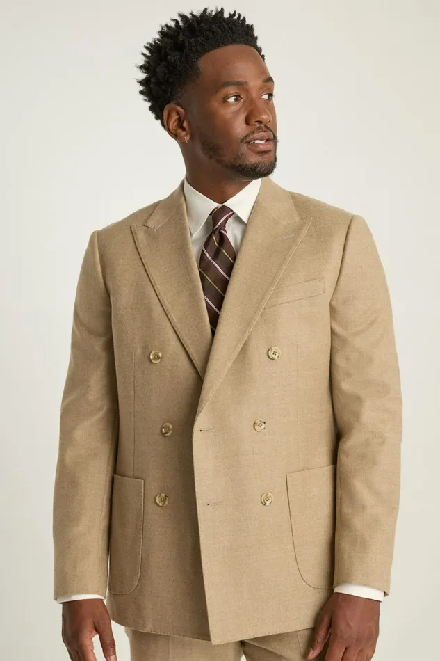 Men Jetsetter Italian Flannel Double Breasted Blazer Sand Bonobos Blazers and Sport Coats