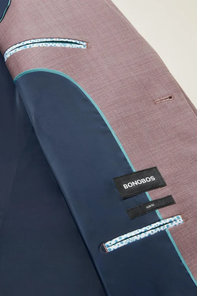 Men Jetsetter Wool Blazer Mauve Sharkskin Bonobos Blazers and Sport Coats