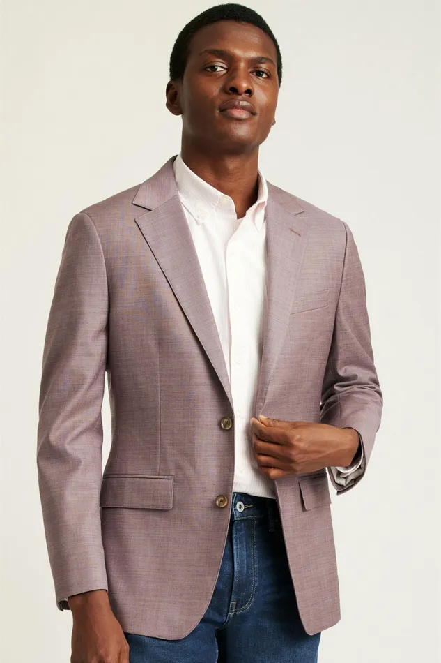 Men Jetsetter Wool Blazer Mauve Sharkskin Bonobos Blazers and Sport Coats