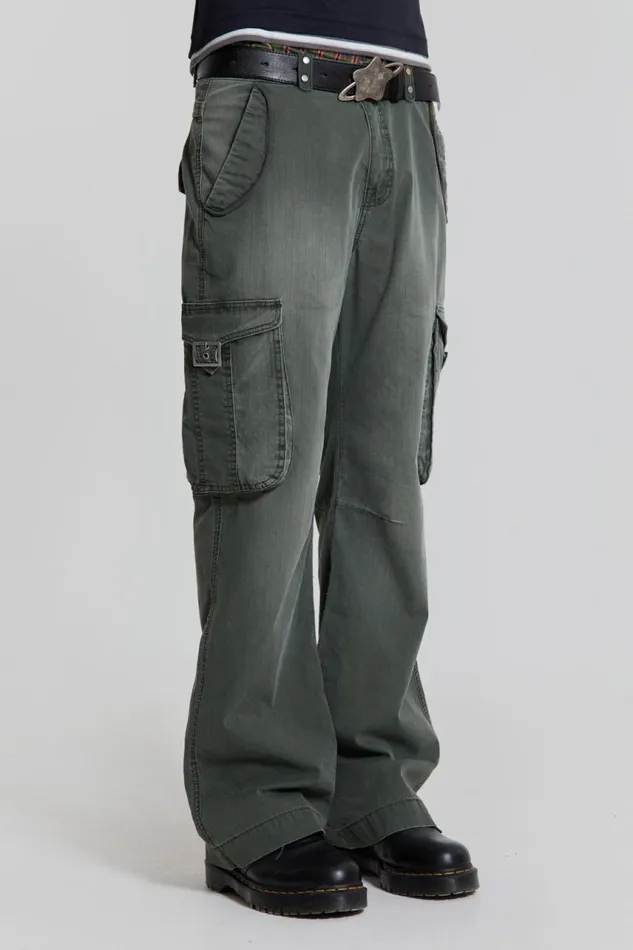 Men Khaki Straight Leg Cargo Trousers Jaded London Cargo Pants