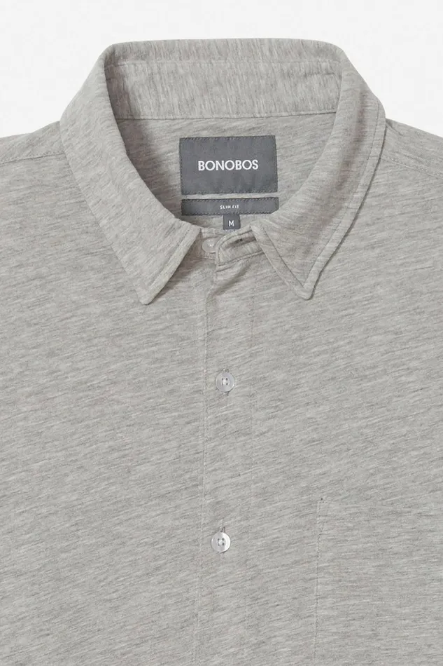 Men Knit ButtonDown Heather Grey Bonobos Casual Shirts