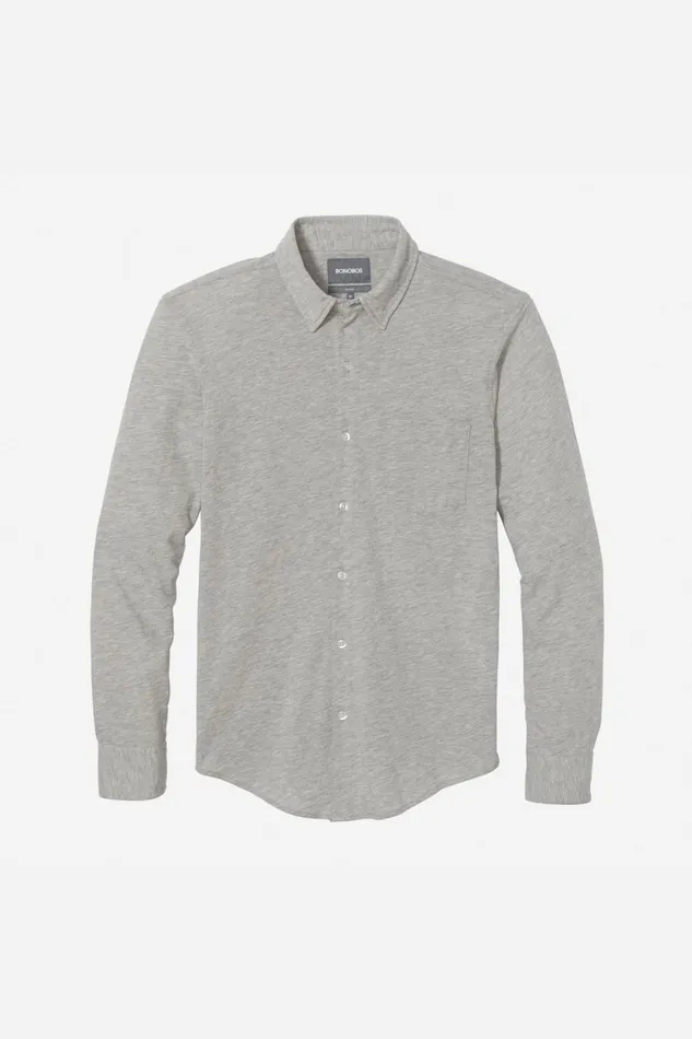 Men Knit ButtonDown Heather Grey Bonobos Casual Shirts