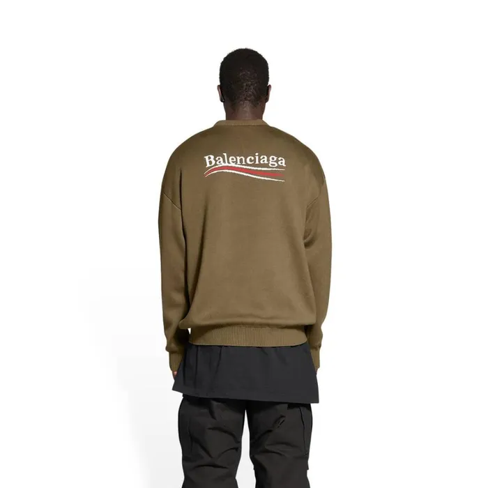 Men Knitwear Balenciaga Political Campaign Sweater In Kaki