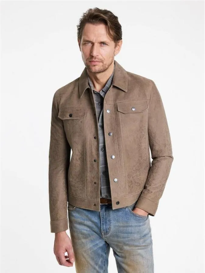 Men Leather Jackets John Varvatos DYKER TRUCKER JACKET Pavement