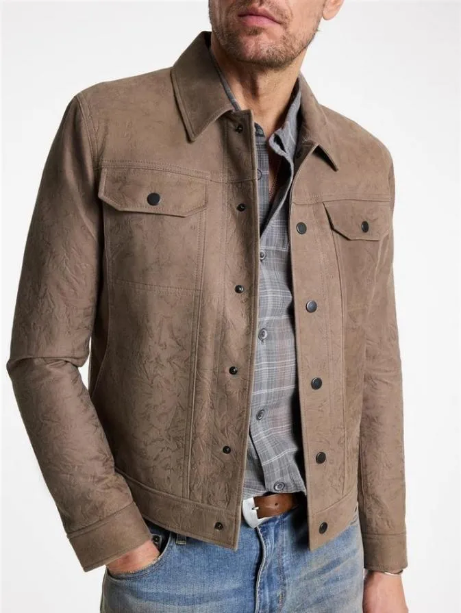 Men Leather Jackets John Varvatos DYKER TRUCKER JACKET Pavement