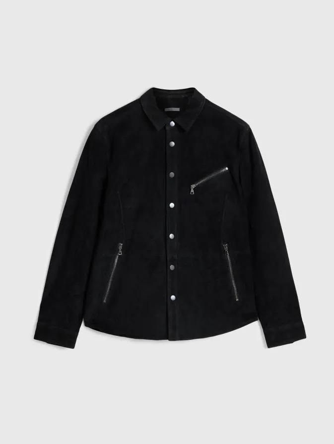 Men Leather Jackets John Varvatos KADD SHIRT JACKET Black