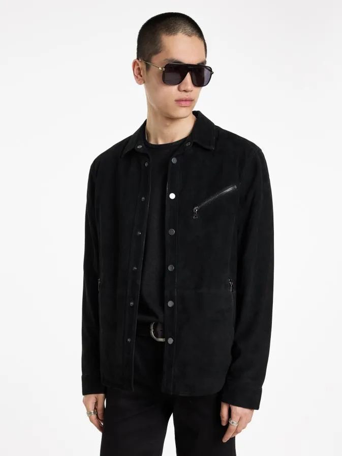 Men Leather Jackets John Varvatos KADD SHIRT JACKET Black