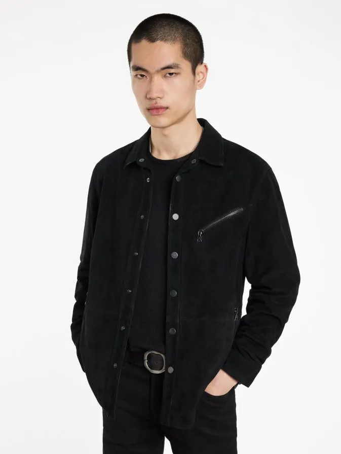 Men Leather Jackets John Varvatos KADD SHIRT JACKET Black