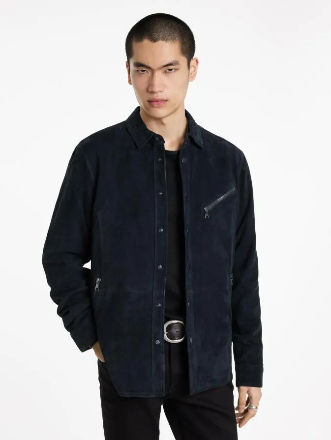 Men Leather Jackets John Varvatos KADD SHIRT JACKET Midnight