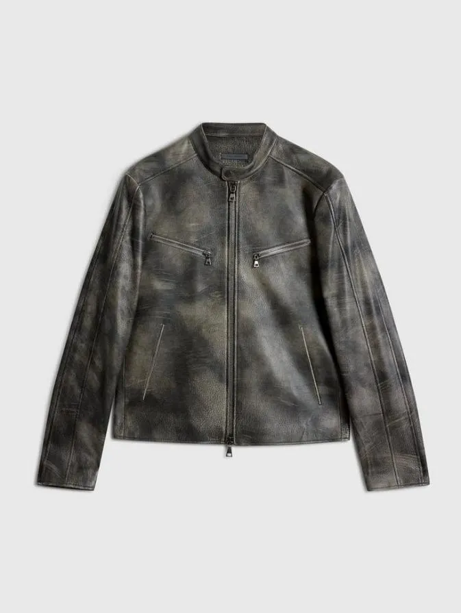 Men Leather Jackets John Varvatos KEELER RACER JACKET Carbon