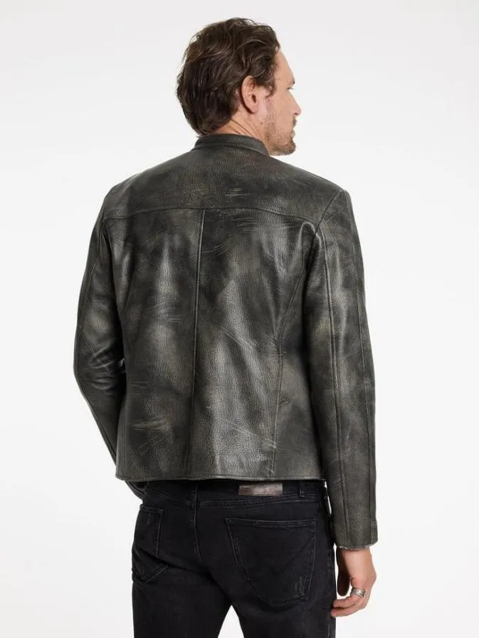 Men Leather Jackets John Varvatos KEELER RACER JACKET Carbon