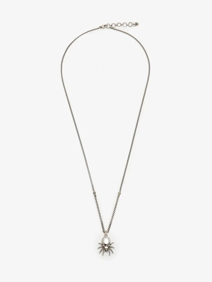 Men Necklaces Alexander McQueen Spider Necklace Antique Silver
