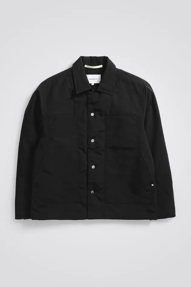 Men Norse Projects Outerwear Pelle Waxed Nylon Insulated Jacket Black