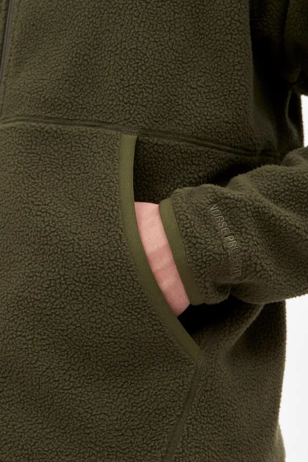 Men Norse Projects Outerwear Tycho Fleece Full Zip Jacket Ivy Green