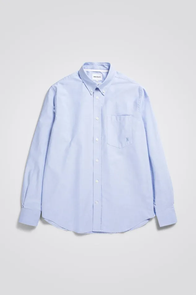 Men Norse Projects Shirting Algot Oxford Monogram Shirt Pale Blue