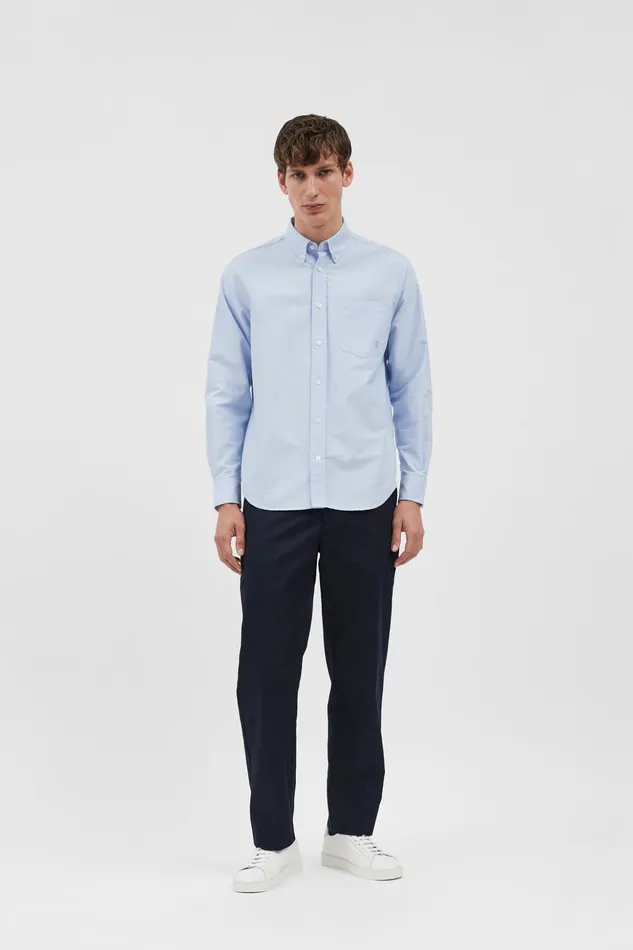Men Norse Projects Shirting Algot Oxford Monogram Shirt Pale Blue
