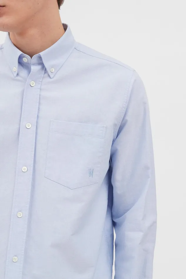 Men Norse Projects Shirting Algot Oxford Monogram Shirt Pale Blue