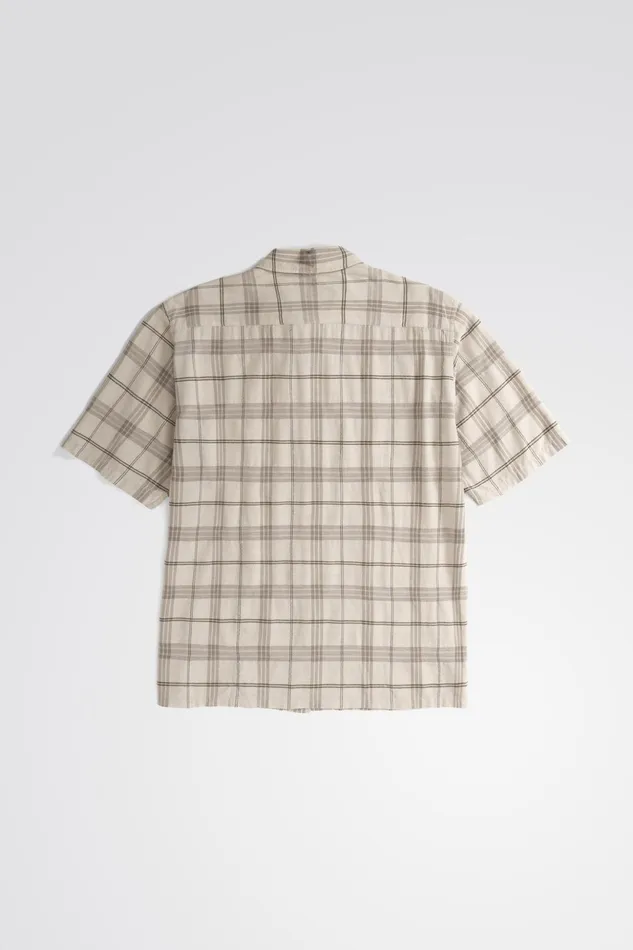 Men Norse Projects Shirting Ivan Relaxed Textured Check SS Shirt Oatmeal