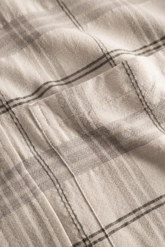 Men Norse Projects Shirting Ivan Relaxed Textured Check SS Shirt Oatmeal