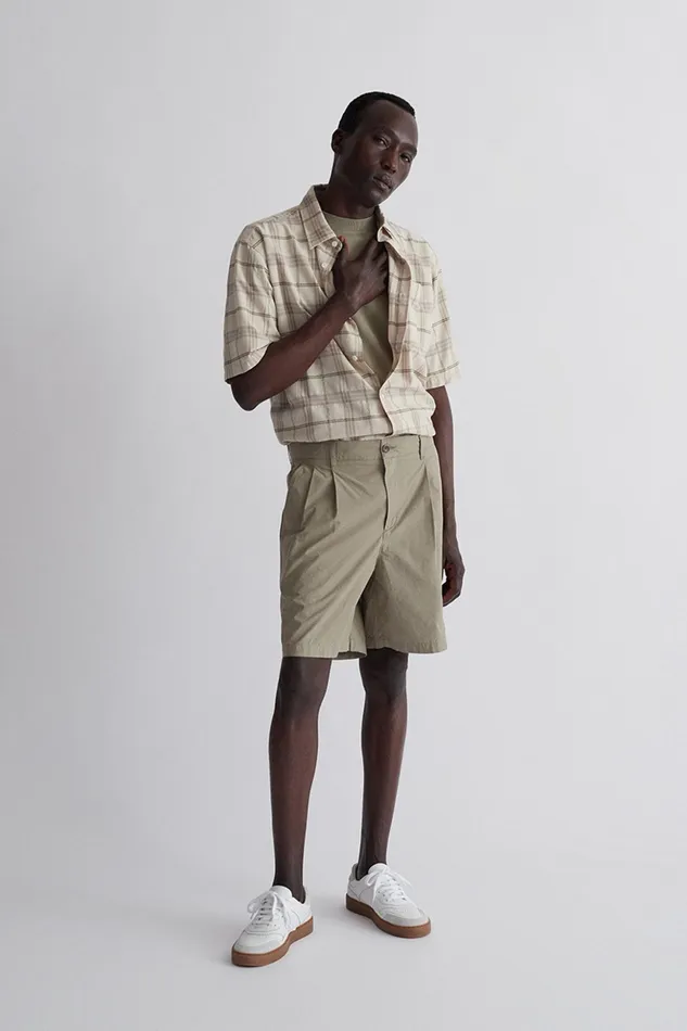 Men Norse Projects Shirting Ivan Relaxed Textured Check SS Shirt Oatmeal