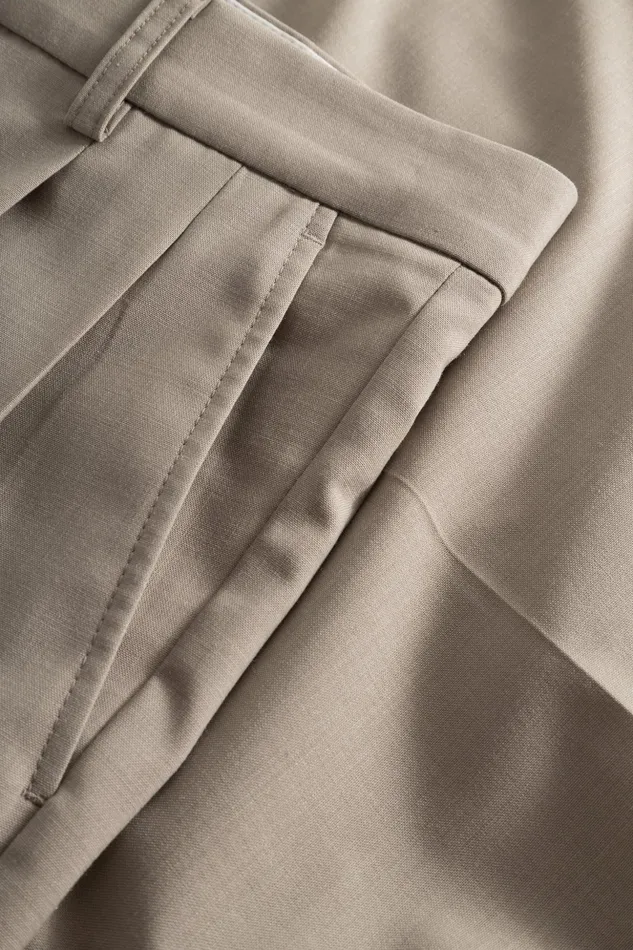 Men Norse Projects Shorts Benn Relaxed Light Wool Pleated Short Light Khaki