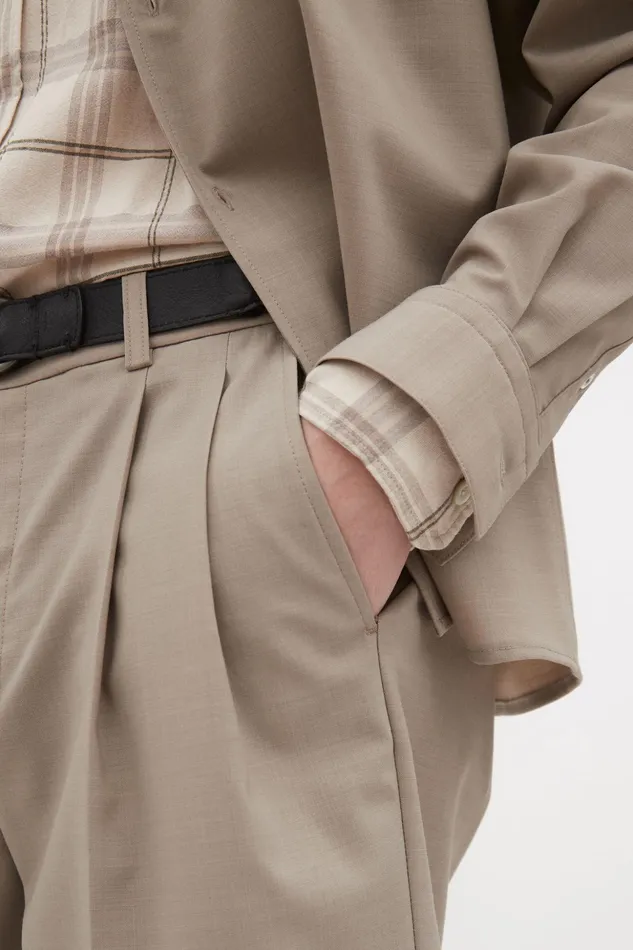 Men Norse Projects Shorts Benn Relaxed Light Wool Pleated Short Light Khaki