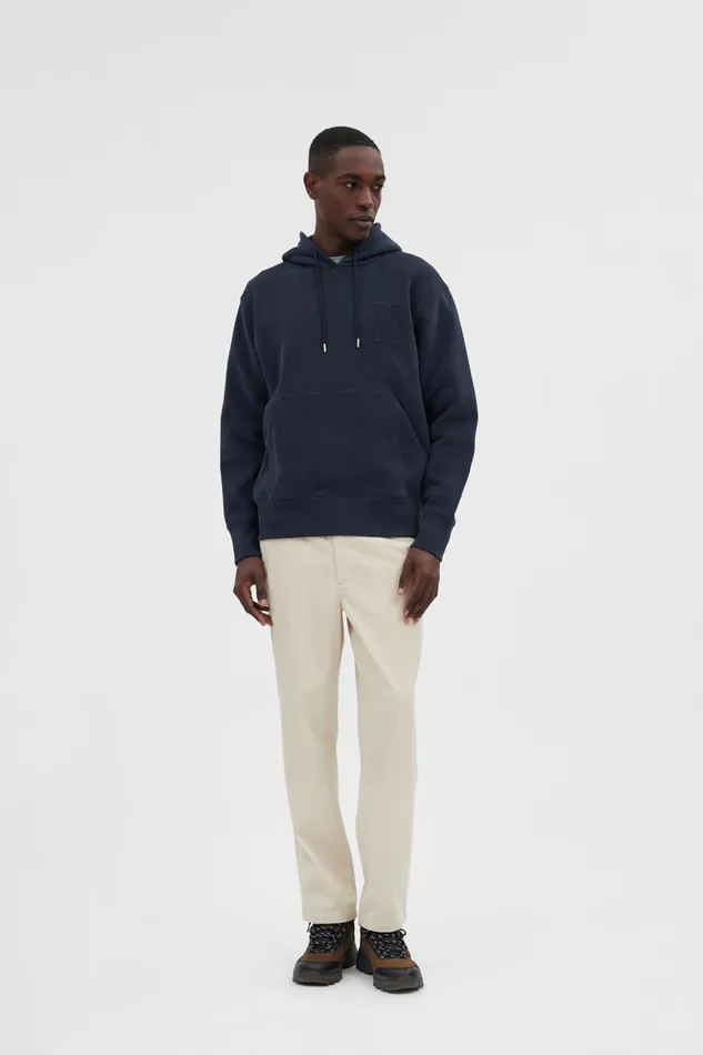 Men Norse Projects Sweatshirts Arne Relaxed Fleece N Logo Hoodie Dark Navy