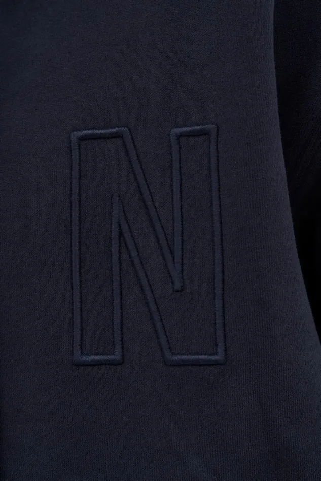Men Norse Projects Sweatshirts Arne Relaxed Fleece N Logo Hoodie Dark Navy
