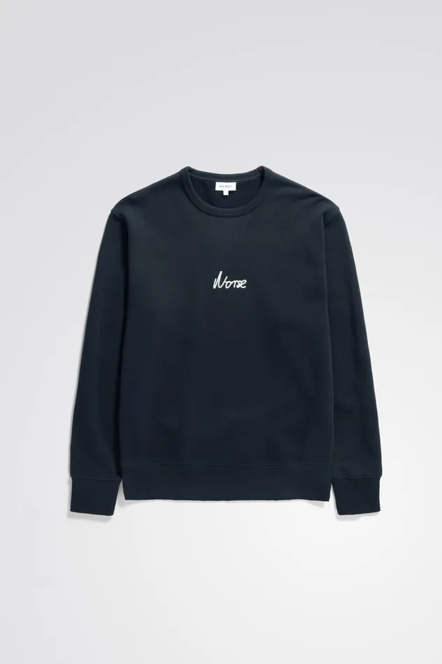 Men Norse Projects Sweatshirts Arne Relaxed Organic Chain Stitch Logo Sweatshirt Dark Navy Men Norse Projects Sweatshirts Arne Relaxed Organic Chain Stitch Logo Sweatshirt Dark Navy