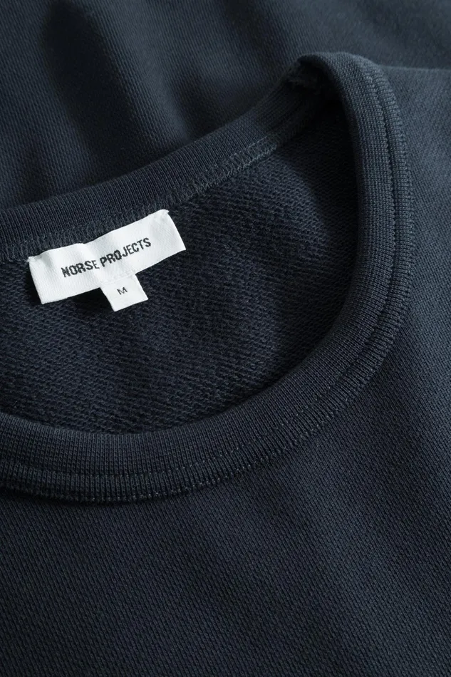 Men Norse Projects Sweatshirts Arne Relaxed Organic Chain Stitch Logo Sweatshirt Dark Navy
