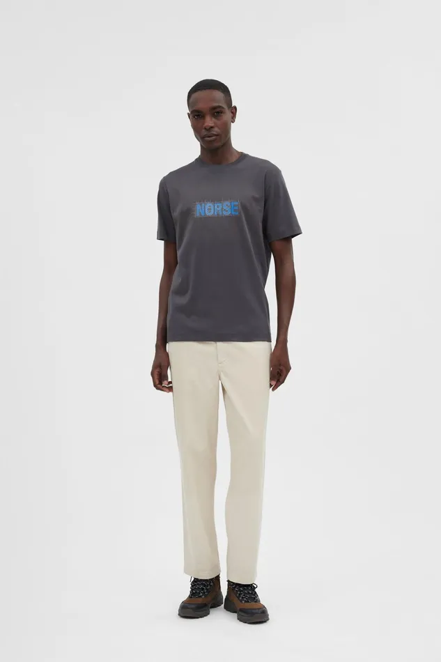 Men Norse Projects TShirts Jakob Interlock Grid TShirt Battleship Grey
