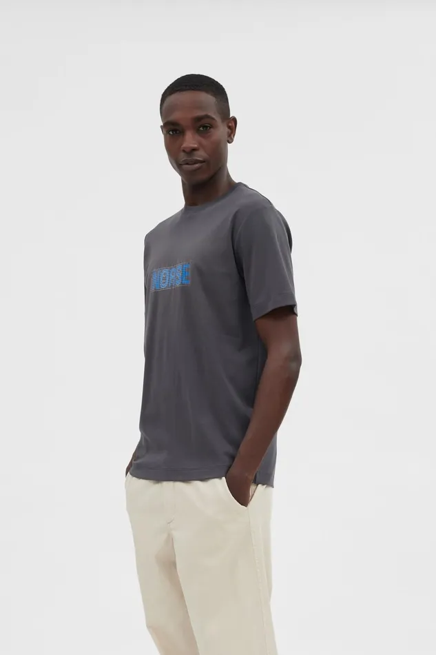 Men Norse Projects TShirts Jakob Interlock Grid TShirt Battleship Grey