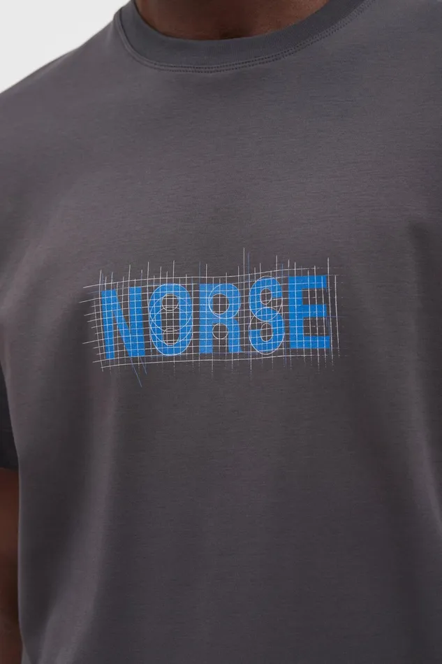 Men Norse Projects TShirts Jakob Interlock Grid TShirt Battleship Grey