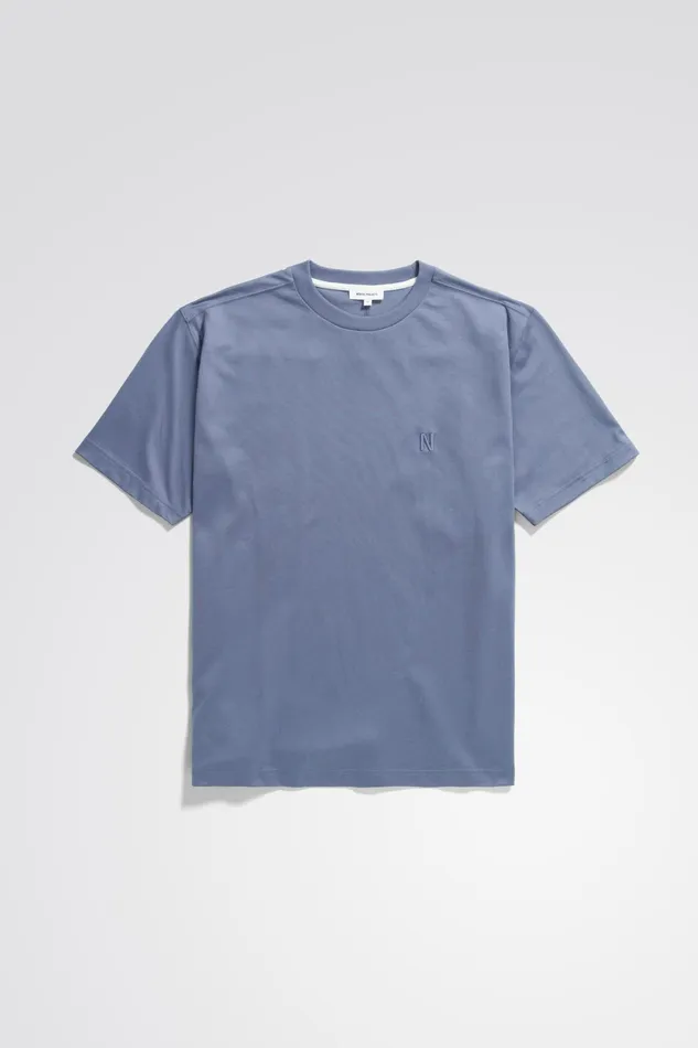 Men Norse Projects TShirts Johannes N Logo Tshirt Fog Blue