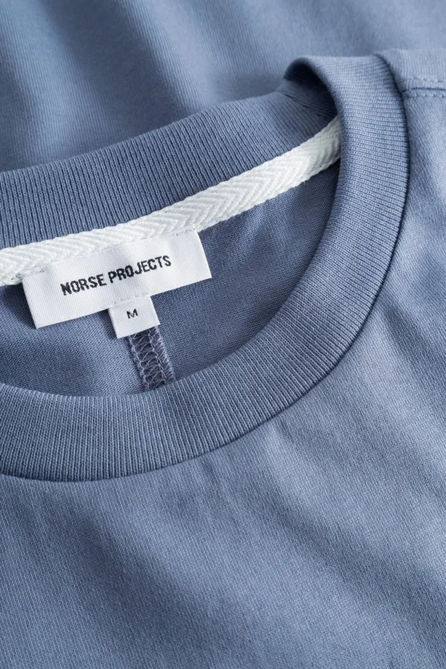 Men Norse Projects TShirts Johannes N Logo Tshirt Fog Blue