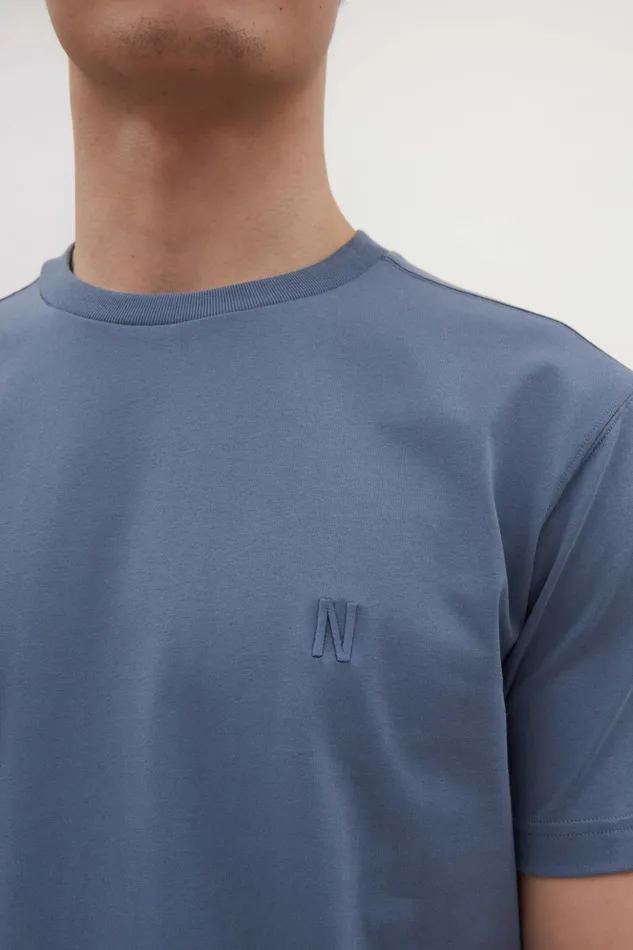 Men Norse Projects TShirts Johannes N Logo Tshirt Fog Blue