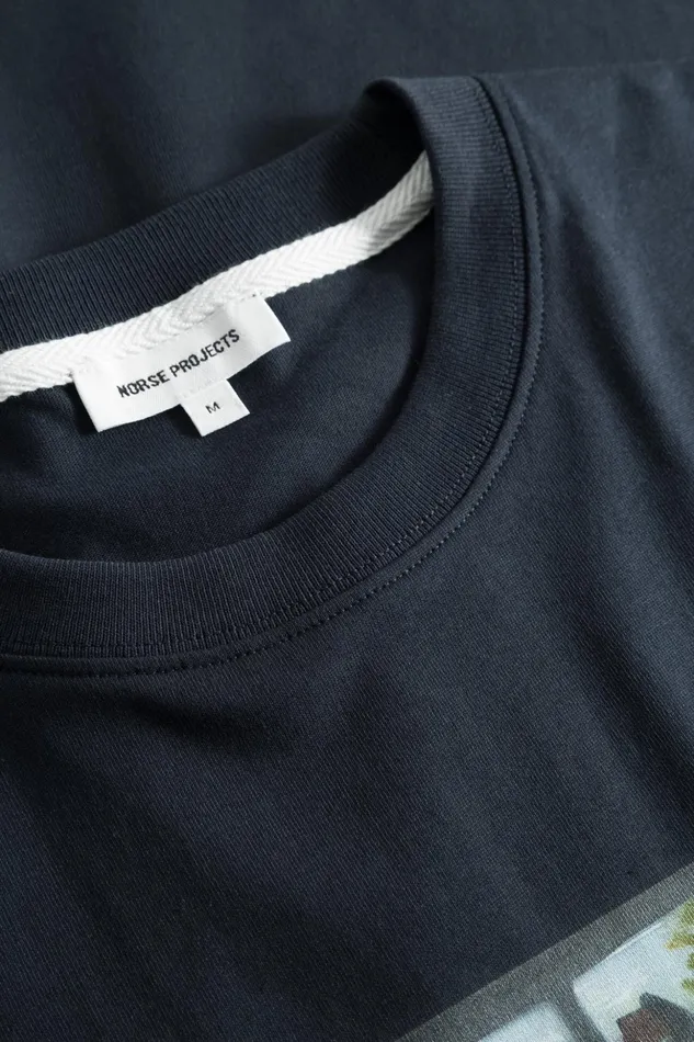 Men Norse Projects TShirts Johannes Organic Canal Print Tshirt Dark Navy