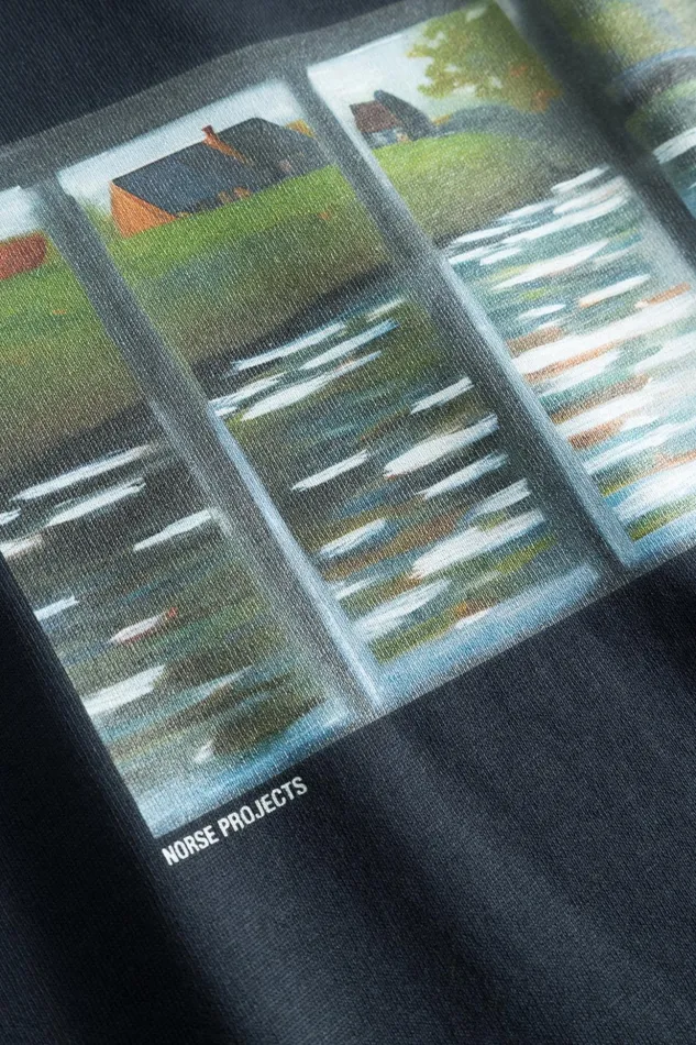 Men Norse Projects TShirts Johannes Organic Canal Print Tshirt Dark Navy