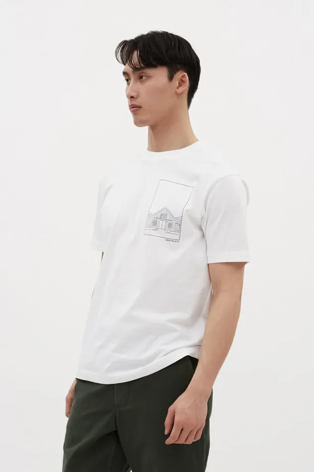 Men Norse Projects TShirts Johannes Organic Kanonbadsvej Print Tshirt White